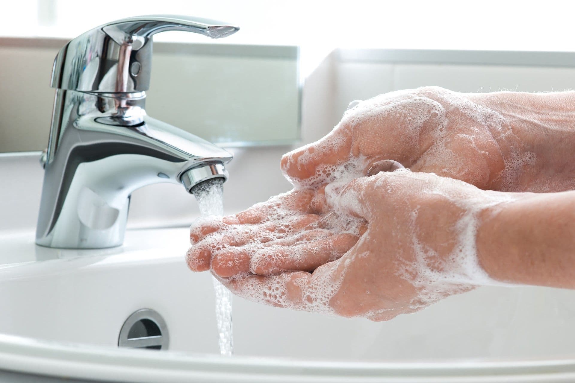 Washing hands with soap