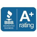 A blue Better Business Bureau (BBB) A+ rating badge.